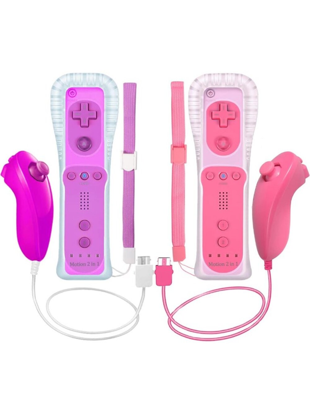 2-Pack Wii/Wii U Remote Controllers with Motion Plus & Nunchuck - Silicone Case